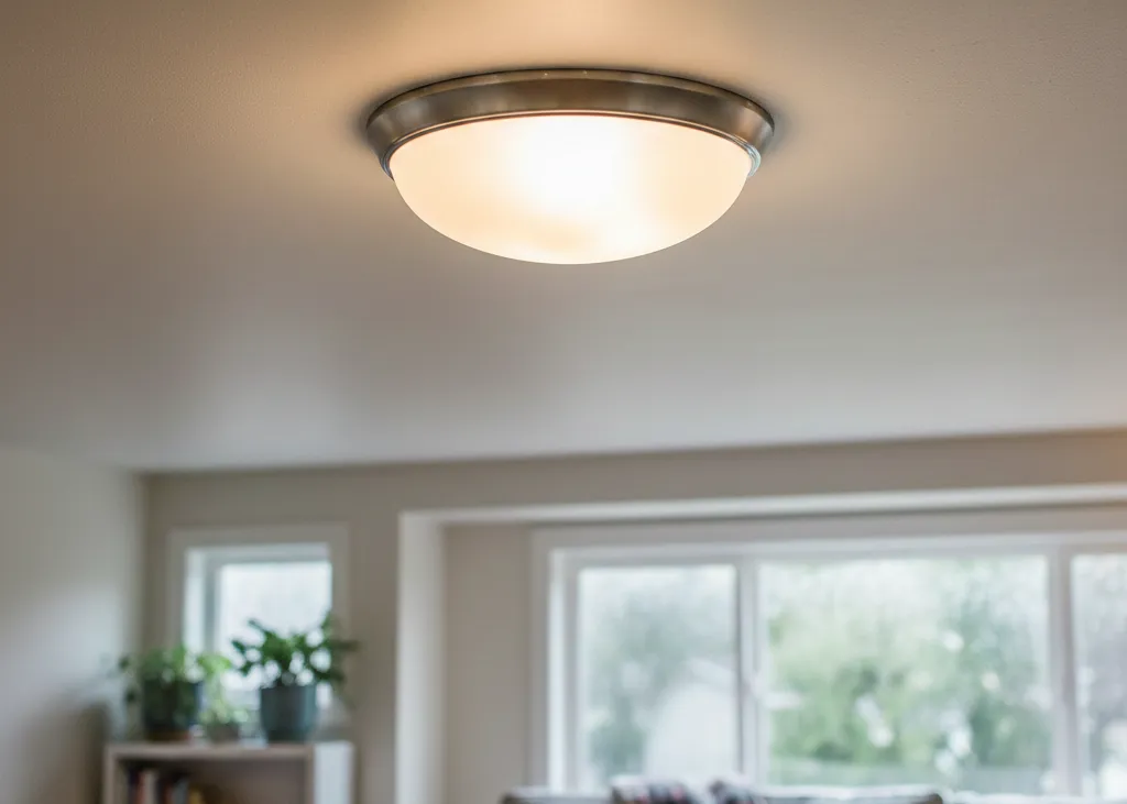 Flush mount ceiling light in a living room